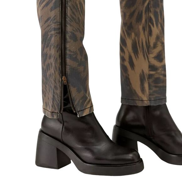 Urban Outfitters BDG Brown Multi Animal Print High Waist Ankle Zip Skinny Jeans - Picture 8 of 8